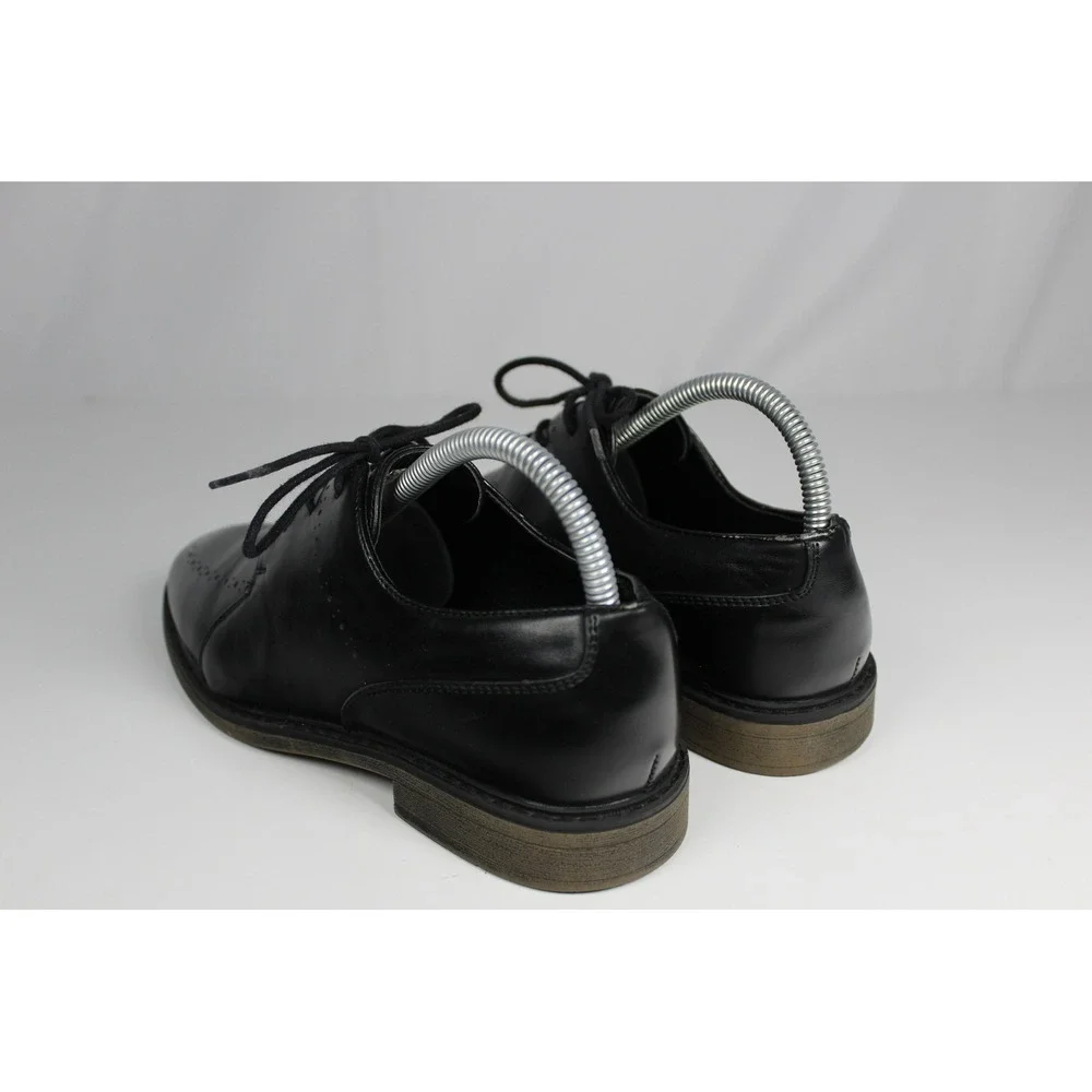Borelli Kids Black Lace Up Dress Shoes Perforated Toe Oxford Derby Size 4